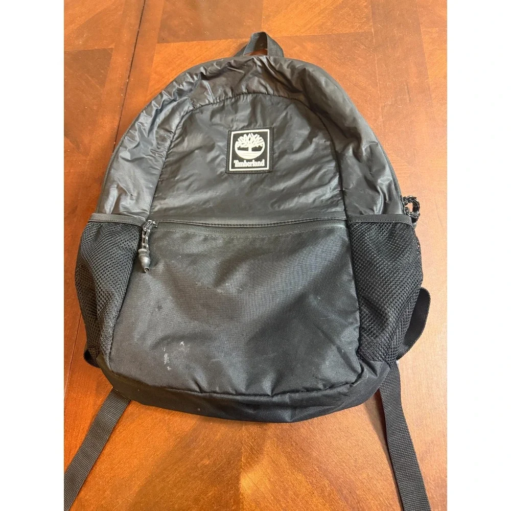 Timberland Black Nylon Backpack Daypack School Travel Bag‎ Mesh Pockets